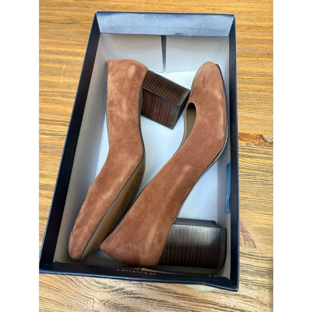 Adrienne Vittadini Rust Suede Round-Toe Pumps